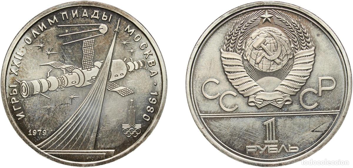 Material numism&aacute;tico: Russia Soviet Union Russian SFSR 1979 1 Rouble (XXII Summer Olympic Games, Moscow 1980 - Sputnik an