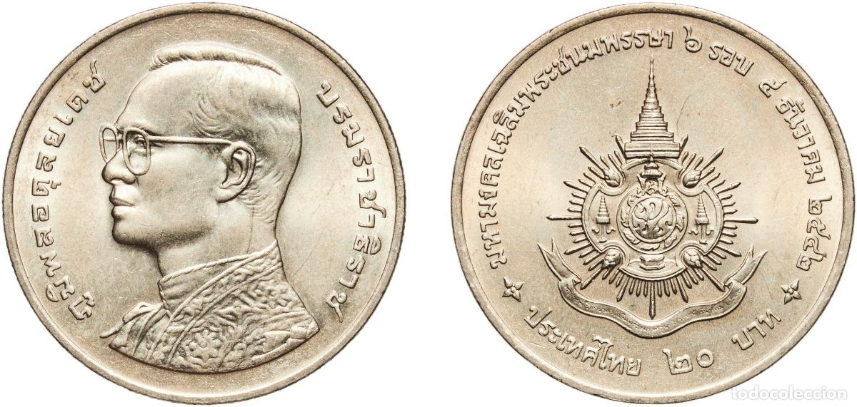 Material numism&aacute;tico: Thailand Kingdom 2542 (1999) 20 Baht - Rama IX (Birthday) Copper-nickel (2507011) 15.08g UNC Y 351