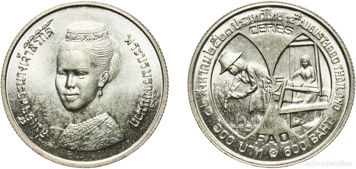 Material numism&aacute;tico: Thailand Kingdom 2523 (1980) 600 Baht - Rama IX (Queen Sirikit; FAO) Silver (.800) (23000) 14.86g U