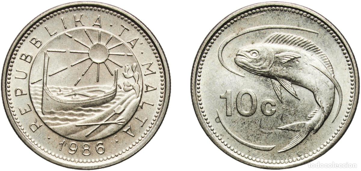 Material numism&aacute;tico: Malta Republic 1986 10 Cents Copper-nickel Malta Mint (4188000) 5.05g UNC KM 76 Sch&ouml;n 83