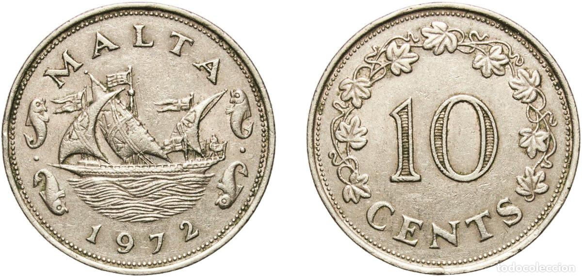 Material numism&aacute;tico: Malta Constitutional Monarchy 1972 10 Cents Copper-nickel (75% Copper, 25% Nickel) Royal Mint (8153