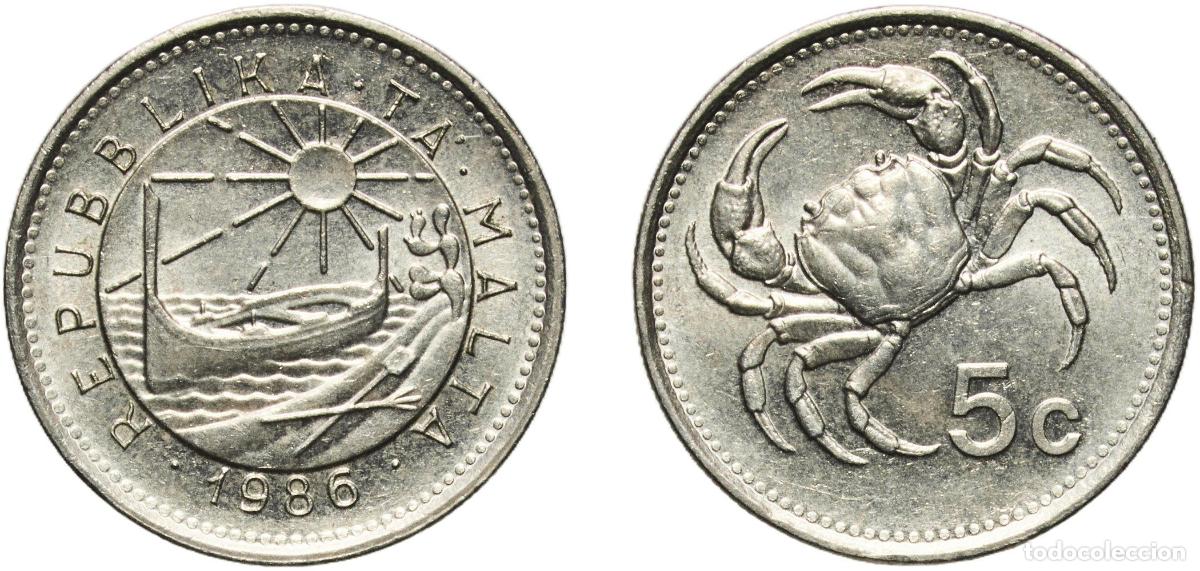 Material numism&aacute;tico: Malta Republic 1986 5 Cents Copper-nickel Royal Mint (150000) 3.48g UNC KM 77 Sch&ouml;n 82