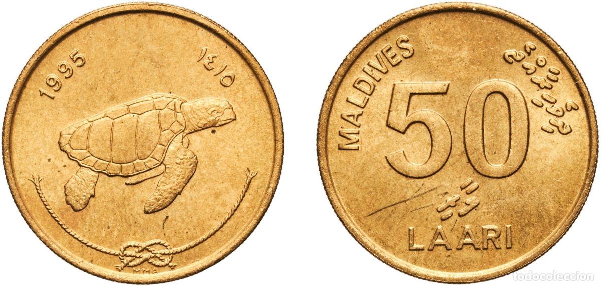 Material numism&aacute;tico: Maldives Second Republic 1415 (1995) 50 Laari (non-magnetic) Nickel brass Royal Mint 5.65g UNC KM