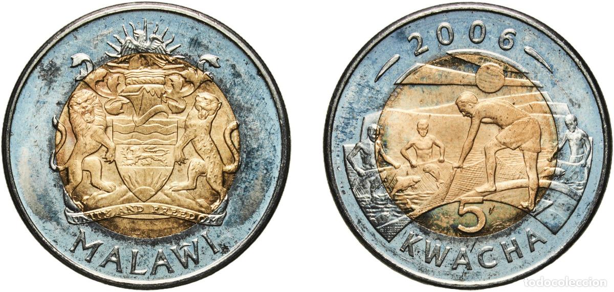 Material numism&aacute;tico: Malawi Republic 2006 5 Kwacha Bimetallic: nickel brass centre in copper-nickel ring Royal Mint 10.2