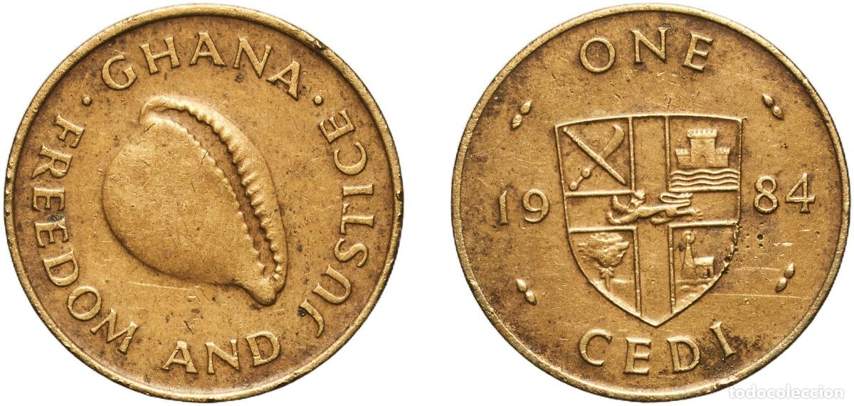 Material numism&aacute;tico: Ghana Republic 1984 1 Cedi (round) Nickel brass Royal Mint (40000000) 2.23g XF KM 25