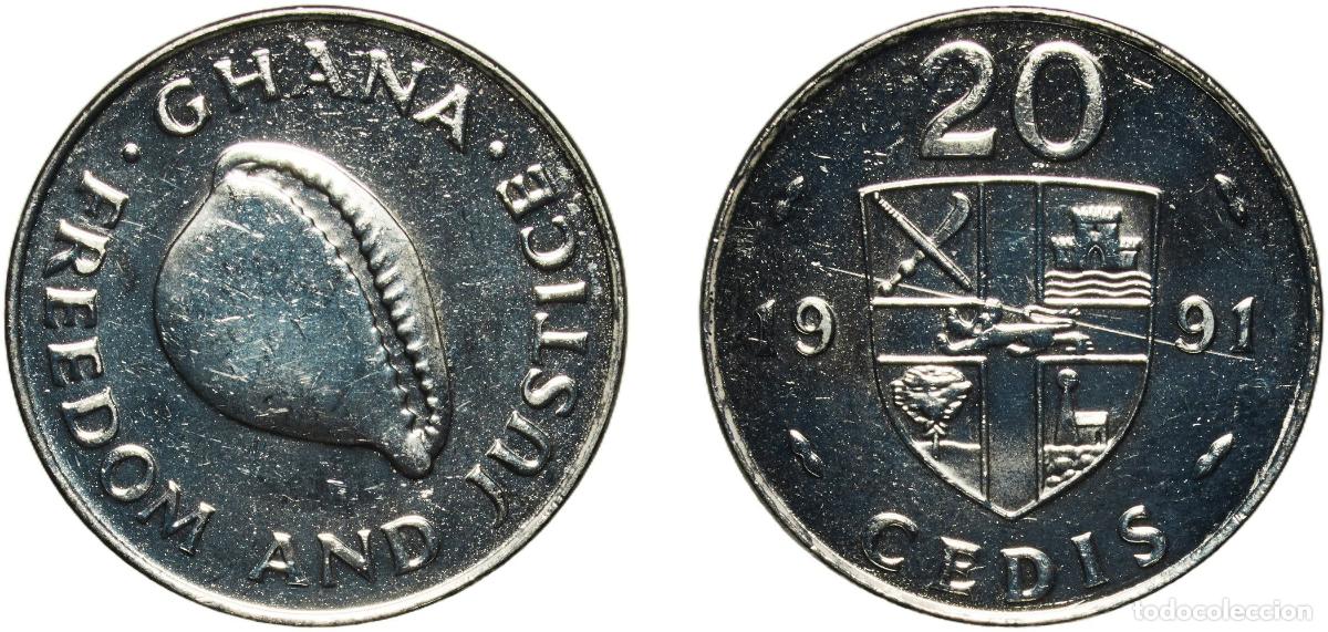 Material numism&aacute;tico: Ghana Republic 1991 20 Cedis Nickel clad steel Royal Mint 5.5g UNC KM 30 Sch&ouml;n 32