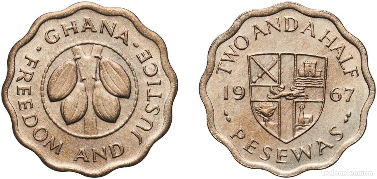 Material numism&aacute;tico: Ghana Republic 1967 2&frac12; Pesewas Copper-nickel (75% Copper, 25% Nickel) Royal Mint (Tower Hill) (2400