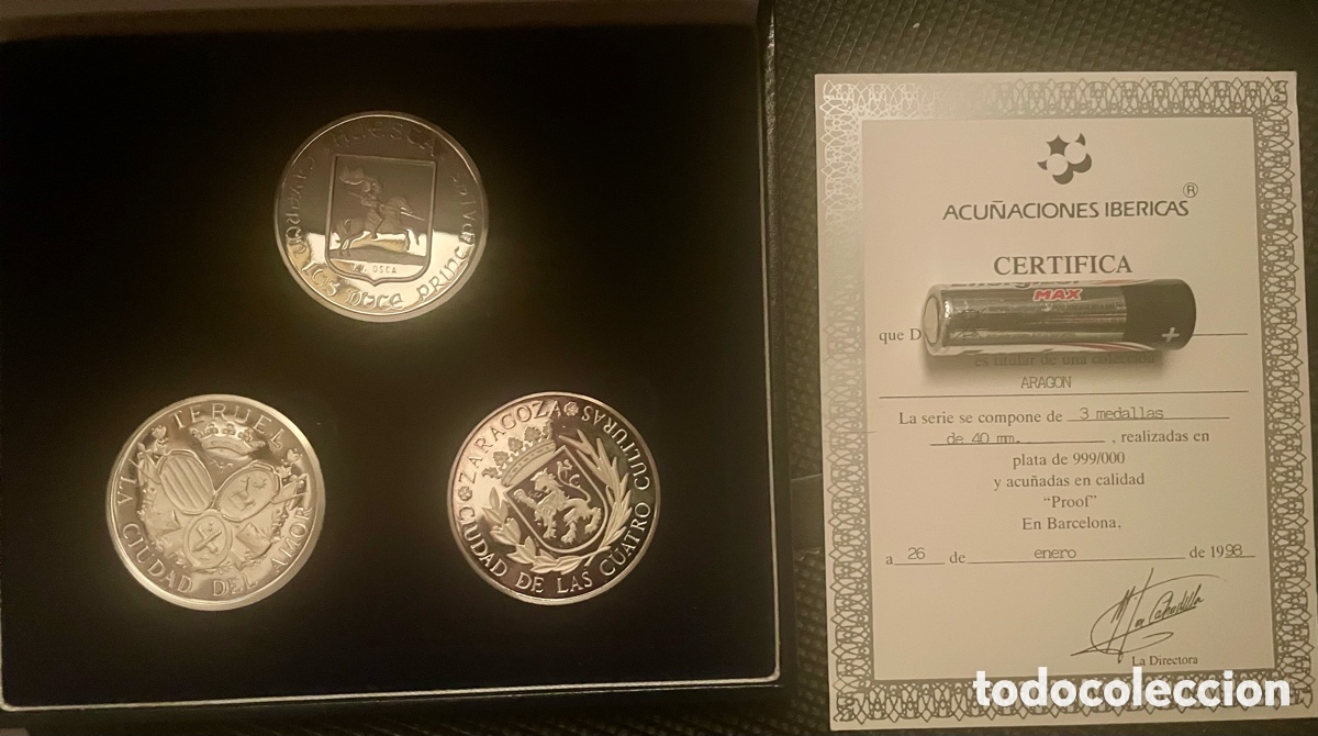 Material numism&aacute;tico: Colecci&oacute;n medallas de plata Arag&oacute;n (1998) - Estuche + certificado