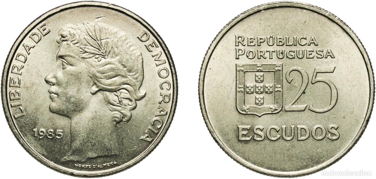 Material numism&aacute;tico: Portugal Third Republic 1985 25 Escudos Copper-nickel Lisbon Mint (25027000) 10.91g UNC KM 607a Go