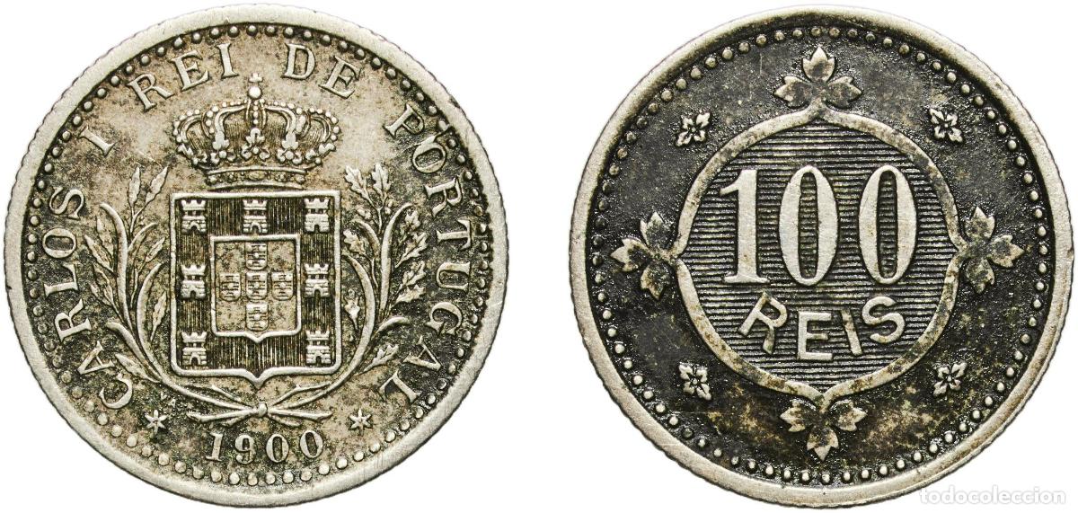 Material numism&aacute;tico: Portugal Kingdom 1900 100 R&eacute;is - Carlos I Copper-nickel Lisbon Mint (16000000) 3.88g XF KM 546 Gom