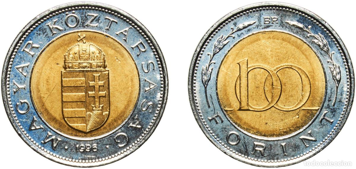 Material numism&aacute;tico: Hungary Republic 1996 BP. 100 Forint Bimetallic: brass plated steel centre in nickel plated steel r