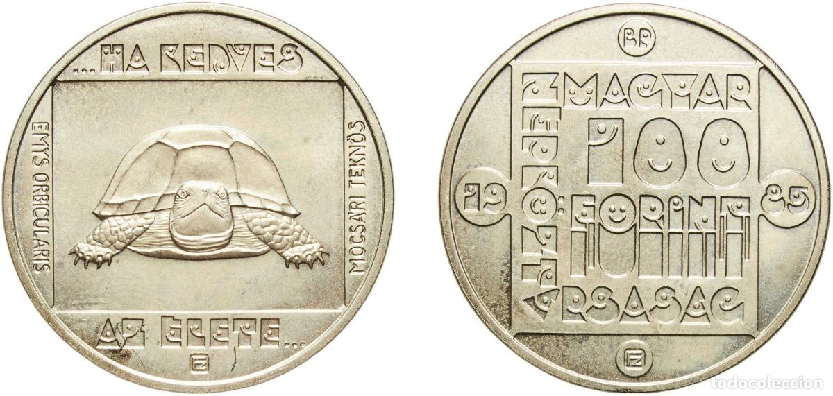 Material numism&aacute;tico: Hungary People's Republic 1985 BP. 100 Forint (European Pond Turtle) Nickel brass Hungarian mint (2