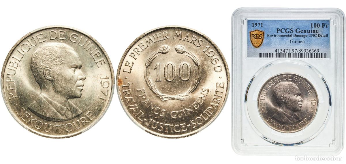Material numism&aacute;tico: Guinea Republic 1971 100 Francs Guin&eacute;ens Copper-nickel (75% Copper, 25% Nickel) Royal Mint (Tower H