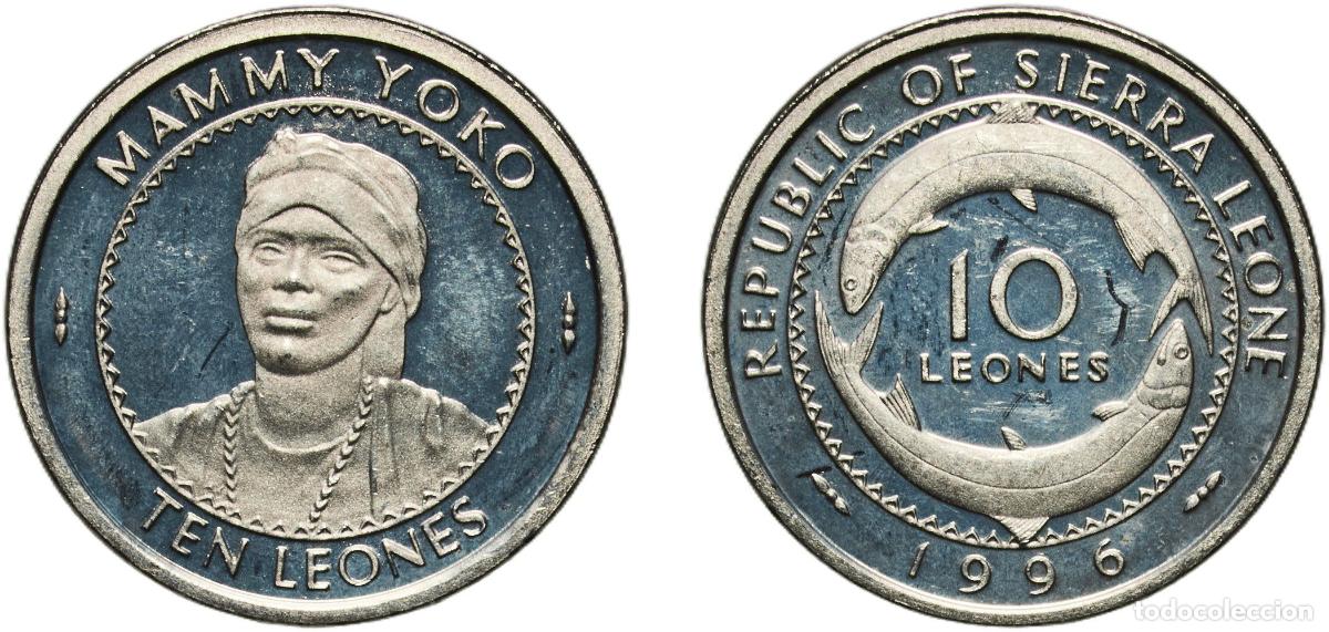 Material numism&aacute;tico: Sierra Leone Second Republic 1996 10 Leones Nickel plated steel Utrecht Mint 2.48g UNC KM 44 Sch&ouml;n