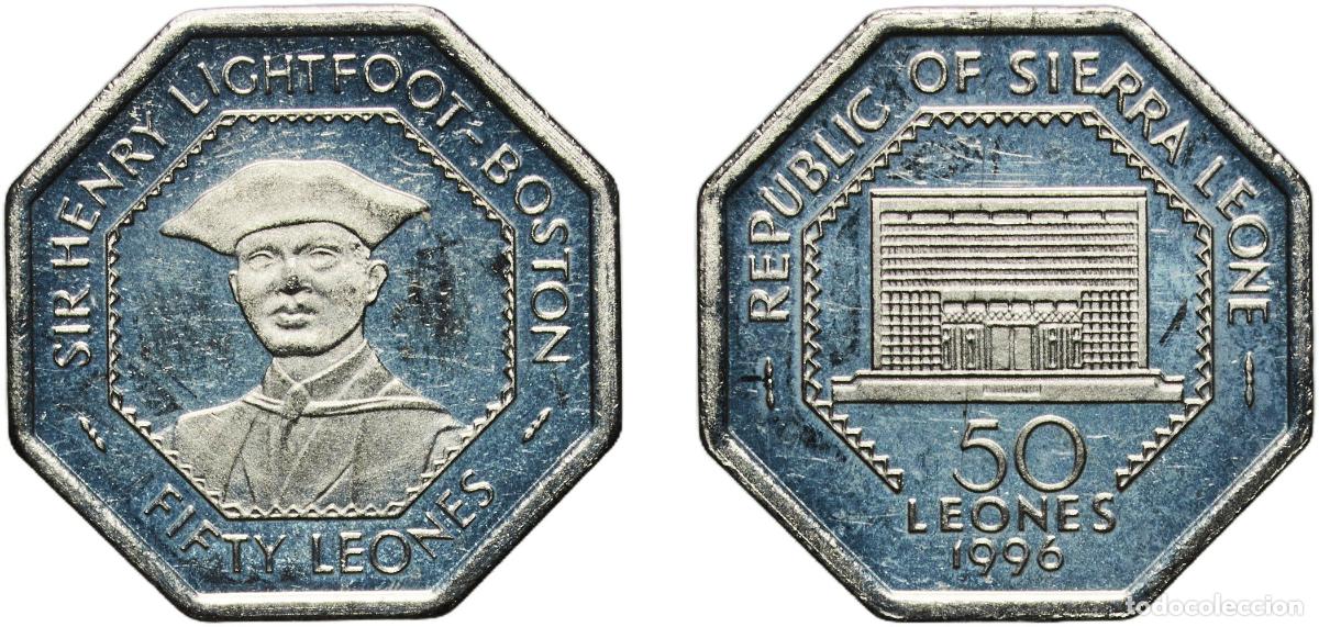 Material numism&aacute;tico: Sierra Leone Second Republic 1996 50 Leones Nickel plated steel Utrecht Mint 2.54g UNC KM 45 Sch&ouml;n