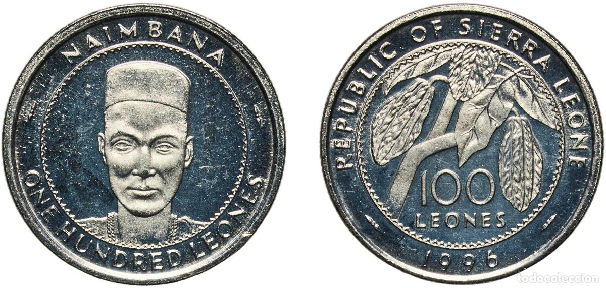 Material numism&aacute;tico: Sierra Leone Second Republic 1996 100 Leones Nickel plated steel Utrecht Mint 4.48g UNC KM 46 Sch&ouml;