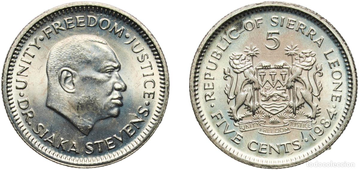 Material numism&aacute;tico: Sierra Leone First Republic 1984 5 Cents Copper-nickel Royal Mint 2.52g UNC KM 33