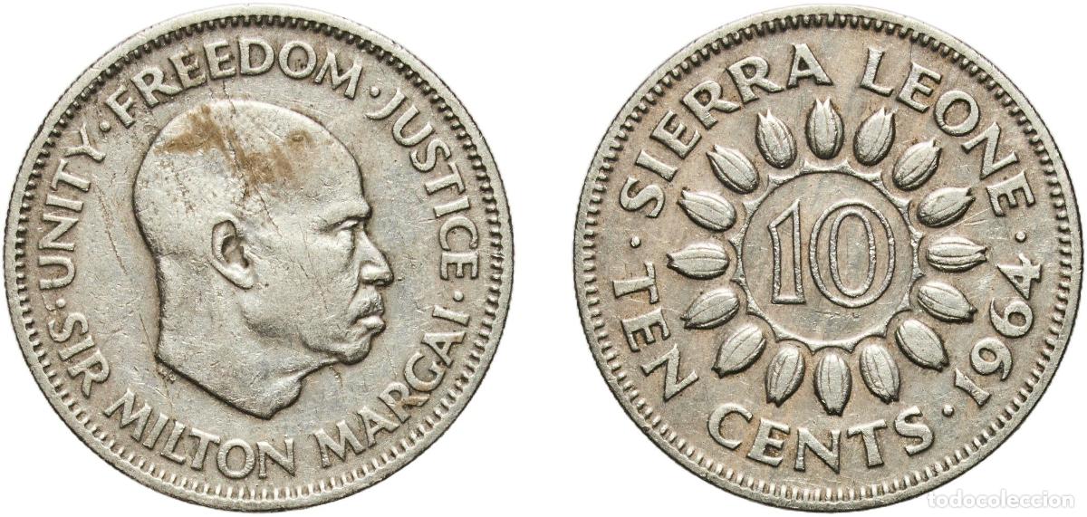Material numism&aacute;tico: Sierra Leone Company 1964 10 Cents Copper-nickel (75% Copper, 25% Nickel) Royal Mint (Tower Hill) (