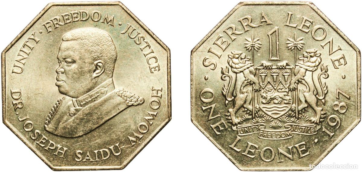 Material numism&aacute;tico: Sierra Leone First Republic 1987 1 Leone Nickel brass 9.59g UNC KM 43 Sch&ouml;n 42
