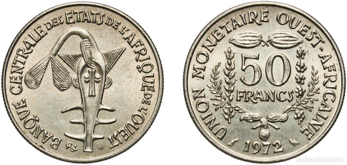 Material numism&aacute;tico: Western African States Central Bank of Western African States 1972 50 Francs CFA (non-magnetic) Cop