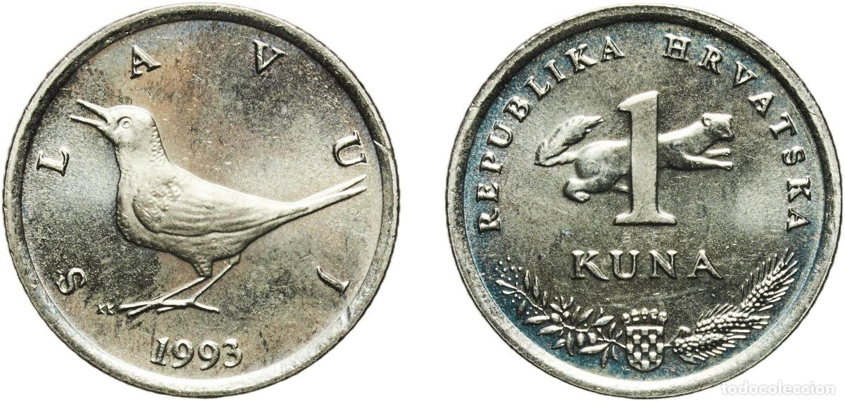 Material numism&aacute;tico: Croatia Republic 1993 1 Kuna (Croatian text) Nickel brass (65% Copper, 23.2% Zinc, 11.8% Nickel) Cr