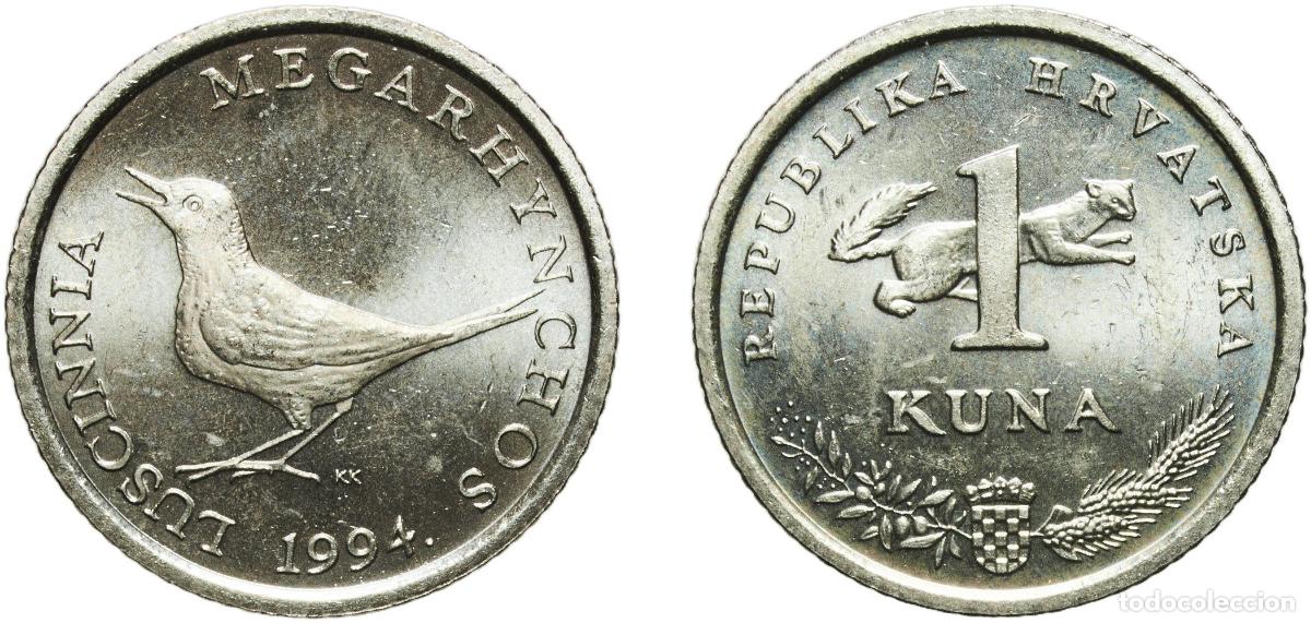Material numism&aacute;tico: Croatia Republic 1994 1 Kuna (Latin text) Nickel brass (65% Copper, 23.2% Zinc, 11.8% Nickel) Croat