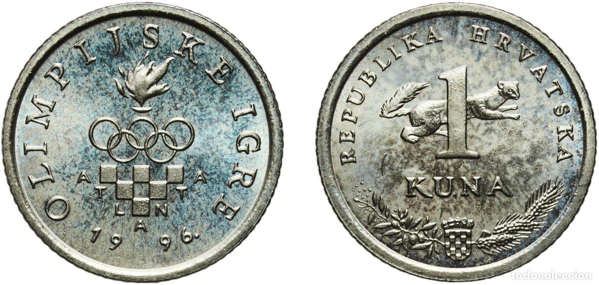 Material numism&aacute;tico: Croatia Republic 1996 1 Kuna (Olympics) Nickel brass (Cu 65% Zn 23.2% Ni 11.8%) Croatian Mint (1000