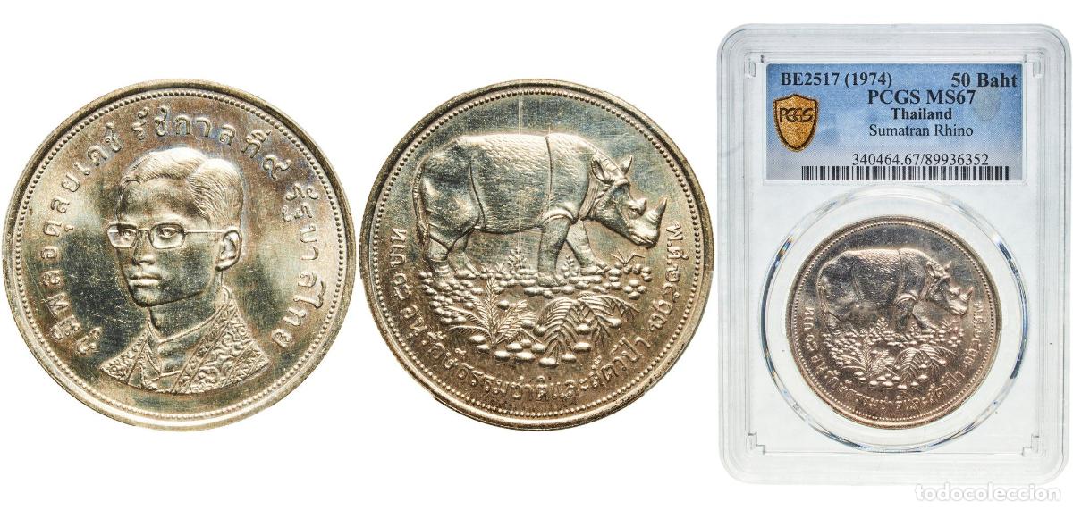 Material numism&aacute;tico: Thailand Kingdom BE2517 (1974) 50 Baht - Rama IX (Wildlife Conservation) Silver (.500) Royal Mint (