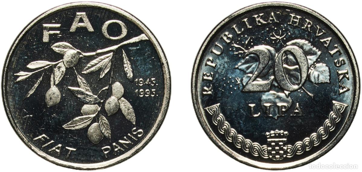 Material numism&aacute;tico: Croatia Republic 1995 20 Lipa (FAO) Nickel plated steel (Plating: 95% Iron, 5% Nickel) Croatian Min