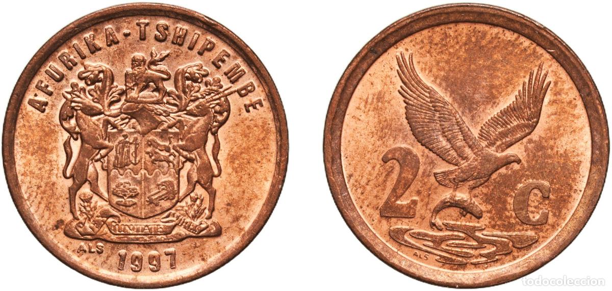 Material numism&aacute;tico: South Africa Republic 1997 2 Cents (AFURIKA-TSHIPEMBE) Copper plated steel (158000000) 3g UNC KM 1