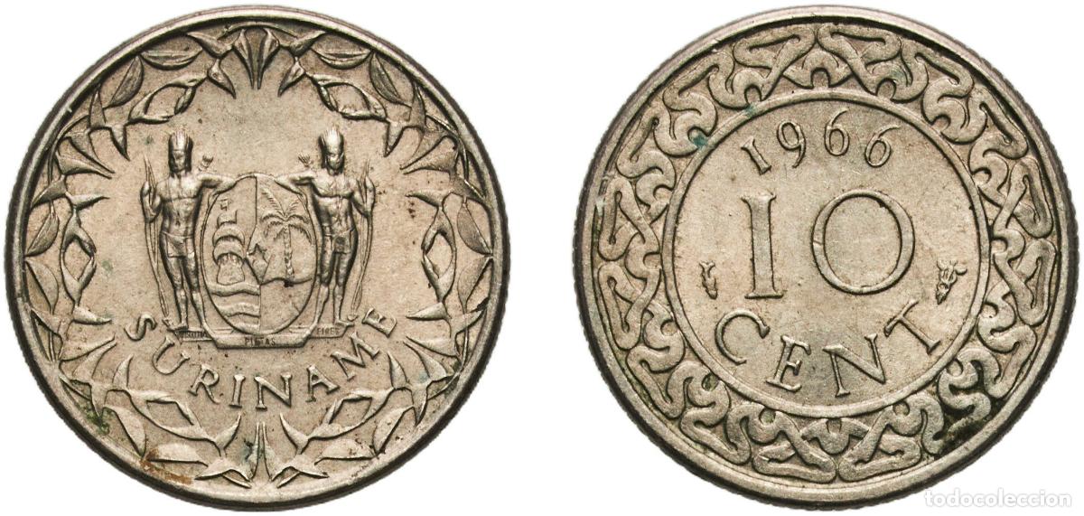 Material numism&aacute;tico: Suriname Dutch colony 1966 10 Cents Copper-nickel Utrecht Mint (2500000) 2g UNC Sch 1301 CNO 77.5