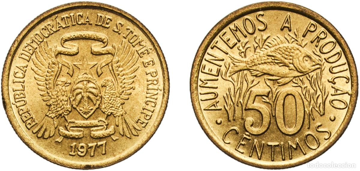 Material numism&aacute;tico: S&atilde;o Tom&eacute; and Pr&iacute;ncipe Democratic Republic 1977 50 C&ecirc;ntimos (FAO: Fisheries) Brass Staatliche M&uuml;nze