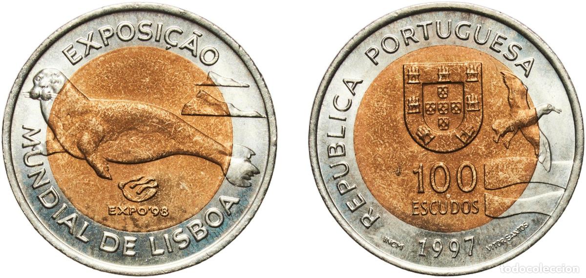 Material numism&aacute;tico: Portugal Third Republic 1997 incm 100 Escudos (Expo 98 -Sea Lion) Bimetallic: brass centre in coppe