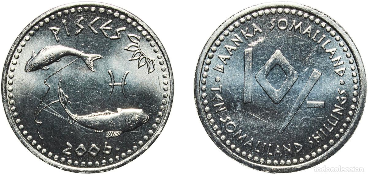 Material numism&aacute;tico: Somaliland Republic 2006 10 Shillings (Pisces) Stainless steel Pobjoy Mint 4.82g UNC KM 8