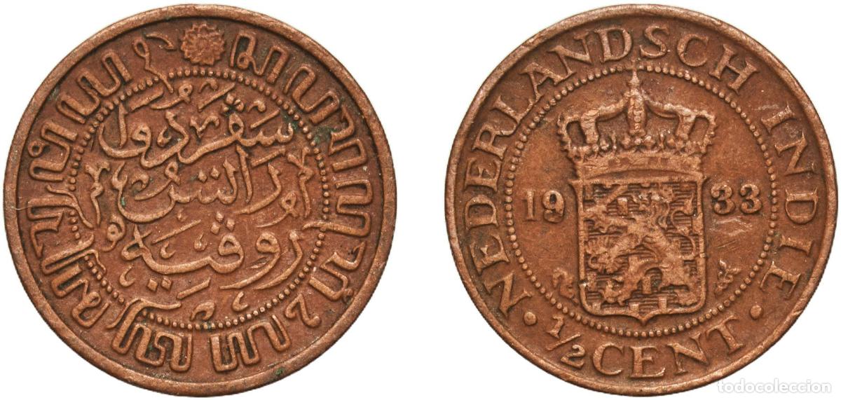Material numism&aacute;tico: Netherlands East Indies United East India Company 1933 &frac12; Cent Brass (95% Copper, 5% Zinc) Utrecht M
