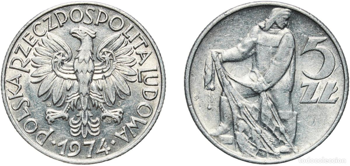 Material numism&aacute;tico: Poland People's Republic 1974 MW 5 Zlotys Aluminium Mint of Poland (46000000) 3.46g AU Y 47 ParM 2