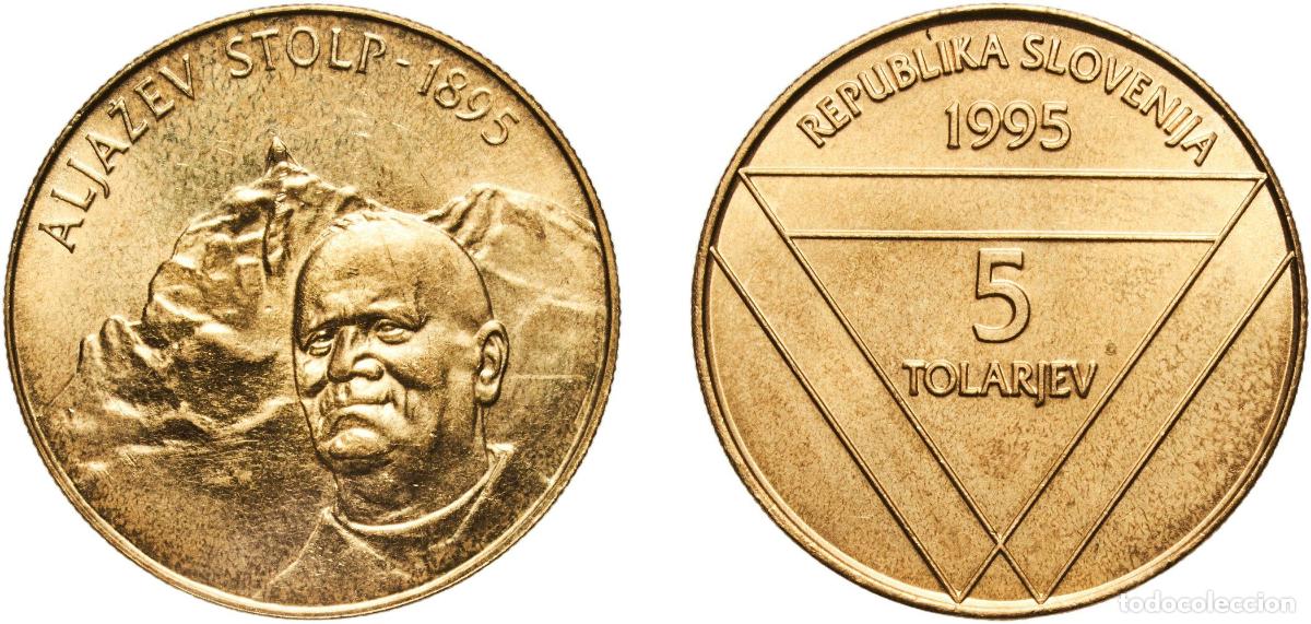 Material numism&aacute;tico: Slovenia Republic 1995 5 Tolarjev (Aljaž turret) Nickel brass (78% Copper, 20% Zinc, 2% Nickel) Kre