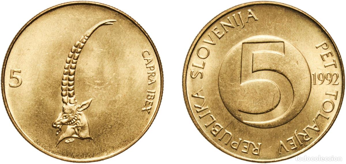 Material numism&aacute;tico: Slovenia Republic 1992 5 Tolarjev Nickel brass (78% Copper, 20% Zinc, 2% Nickel) Hungarian mint (10