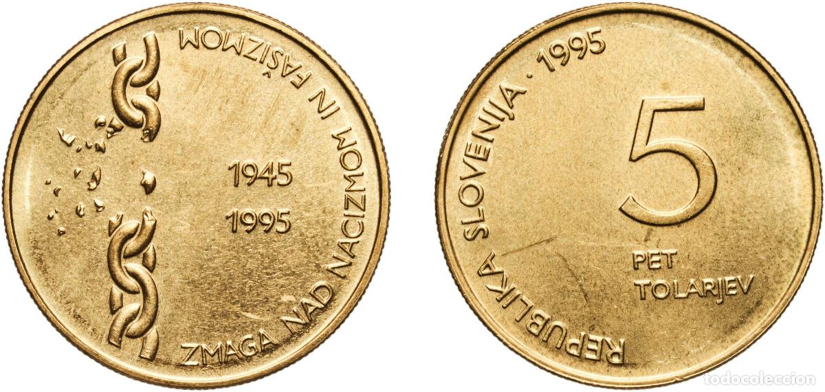 Material numism&aacute;tico: Slovenia Republic 1995 5 Tolarjev (Defeat of Fascism) Nickel brass (78% Copper, 20% Zinc, 2% Nickel