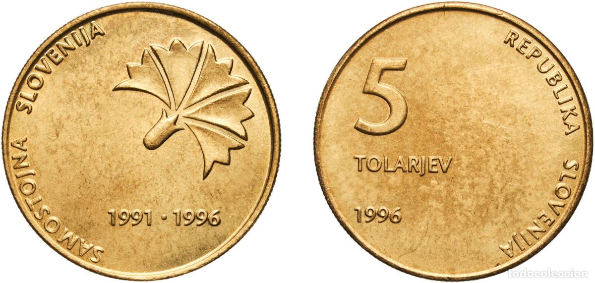 Material numism&aacute;tico: Slovenia Republic 1996 5 Tolarjev (Independence) Nickel brass (78% Copper, 20% Zinc, 2% Nickel) Kre