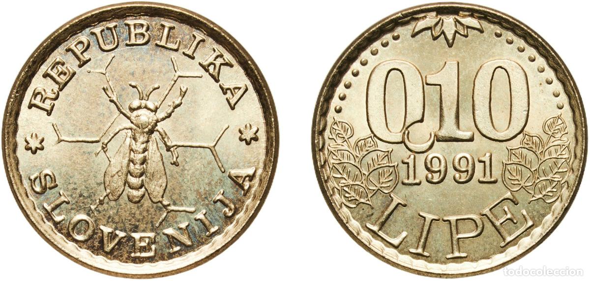 Material numism&aacute;tico: Slovenia Republic 1991 0.10 Lipe (Lipa Holding, Ljubljana) Brass (5000) 4.61g UNC X Tn7 Mandic To