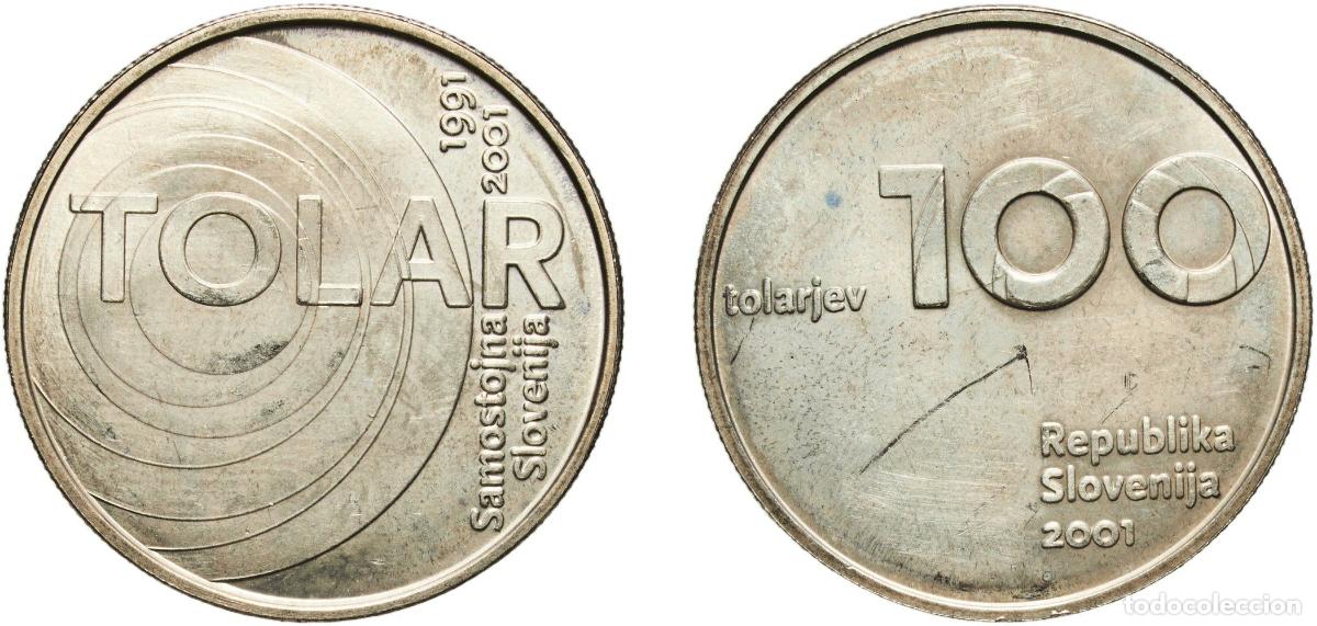 Material numism&aacute;tico: Slovenia Republic 2001 100 Tolarjev (Slovenia and the Tolar Anniversary) Copper-nickel (75% Copper,