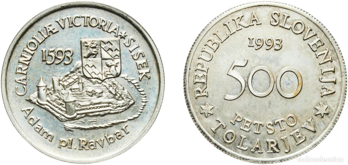 Material numism&aacute;tico: Slovenia Republic 1993 500 Tolarjev (Battle of Sisek) Silver (.925) Zlatarna Celje Mint (5000) 15.1