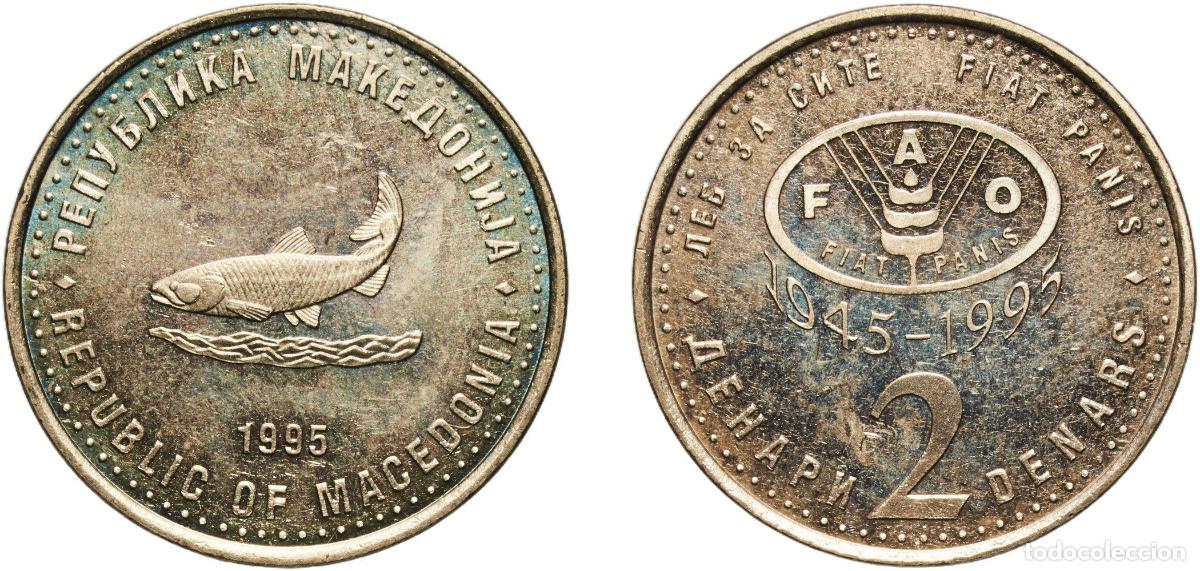 Material numism&aacute;tico: North Macedonia Republic 1995 2 Denari (FAO) Nickel brass (70% Copper, 12% Nickel, 18% Zinc) Fabrik