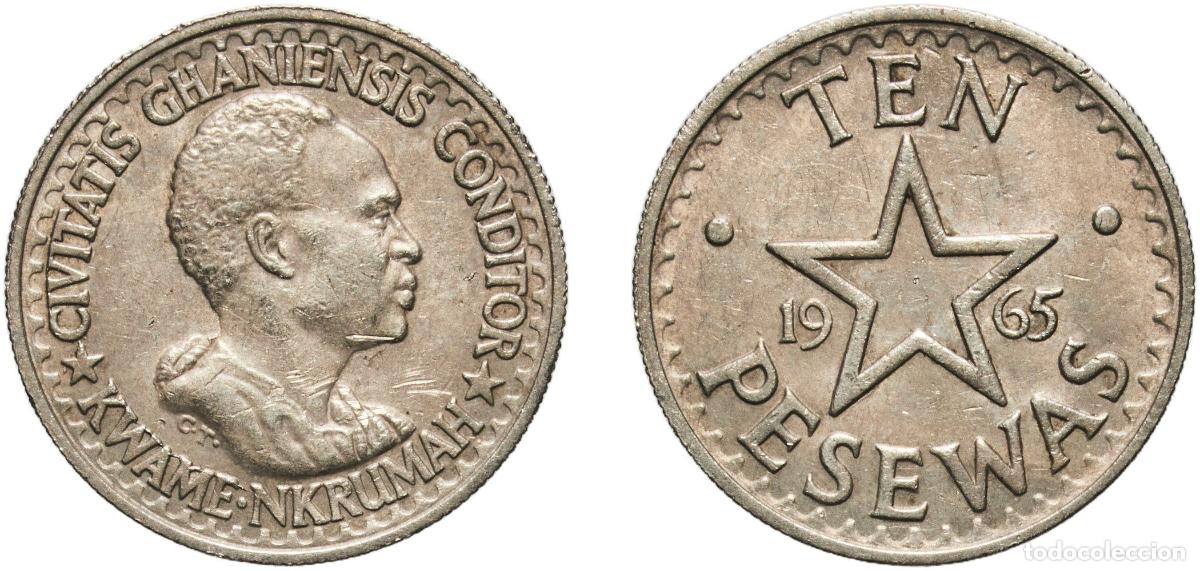 Material numism&aacute;tico: Ghana Republic 1965 10 Pesewas Copper-nickel (75% Copper, 25% Nickel) Royal Mint (Tower Hill) (5000