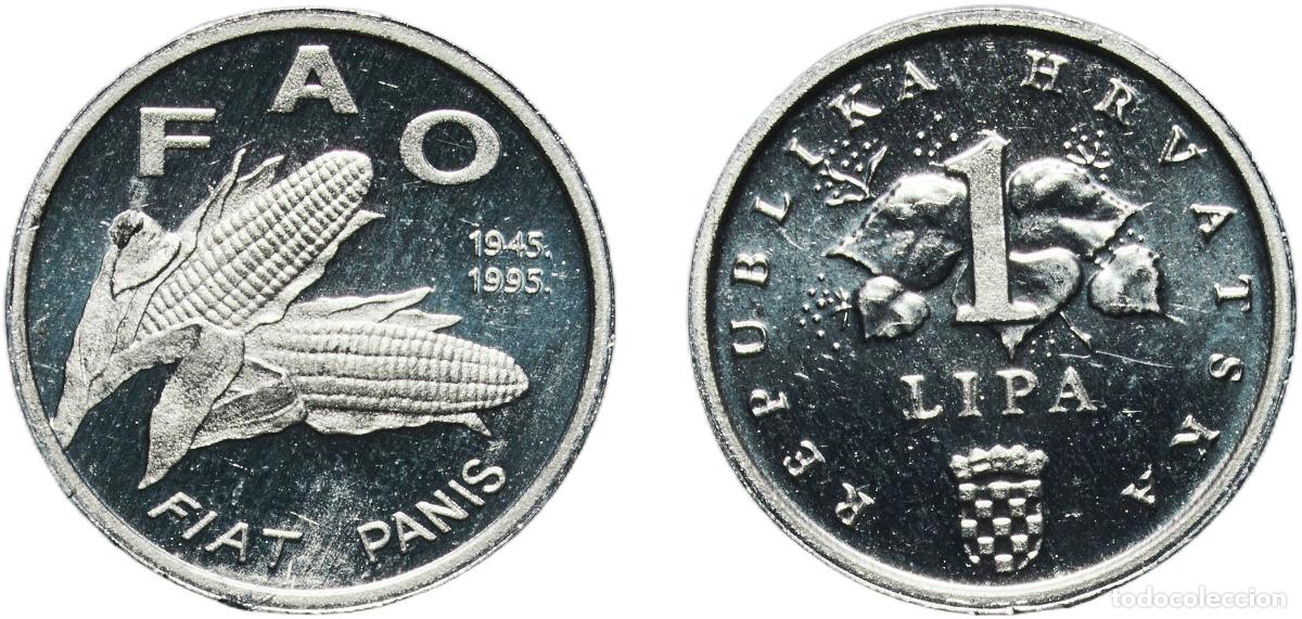 Material numism&aacute;tico: Croatia Republic 1995 1 Lipa (FAO) Aluminium (98% Aluminium, 2% Magnesium) Croatian Mint (1000000)