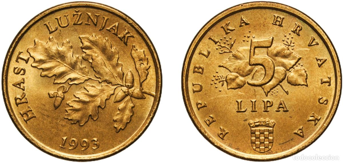 Material numism&aacute;tico: Croatia Republic 1993 5 Lipa (Croatian text) Brass plated steel (Plating: 72.5% Copper, 27.5% Zinc)