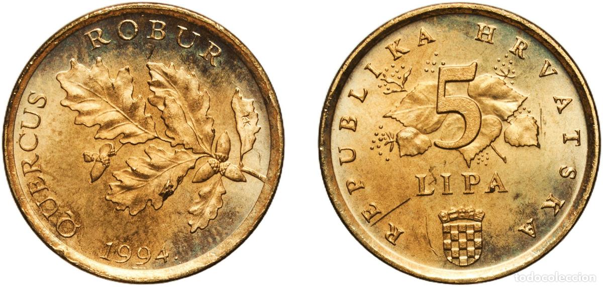 Material numism&aacute;tico: Croatia Republic 1994 5 Lipa (Latin text) Brass plated steel (Plating: 72.5% Copper, 27.5% Zinc) Cr
