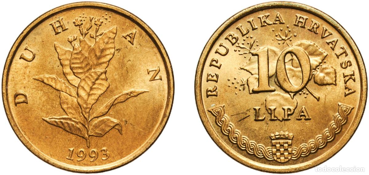 Material numism&aacute;tico: Croatia Republic 1993 10 Lipa (Croatian text) Brass plated steel (Plating: 72.5% Copper, 27.5% Zinc