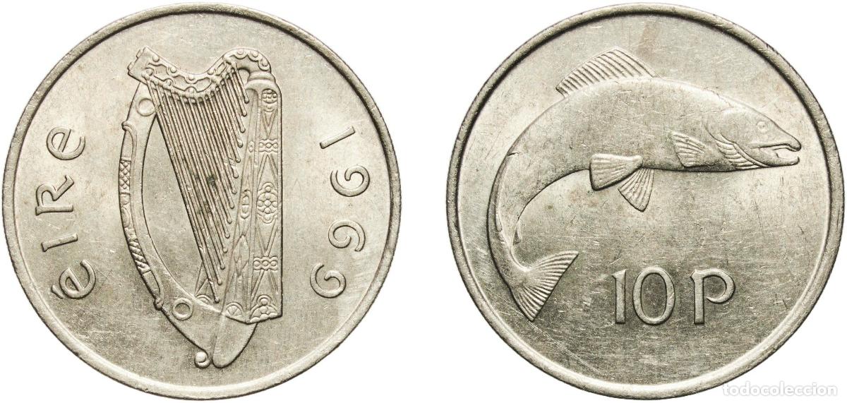 Material numism&aacute;tico: Ireland Republic 1969 10 Pence (large type) Copper-nickel (75% Copper, 25% Nickel) Royal Mint (2700